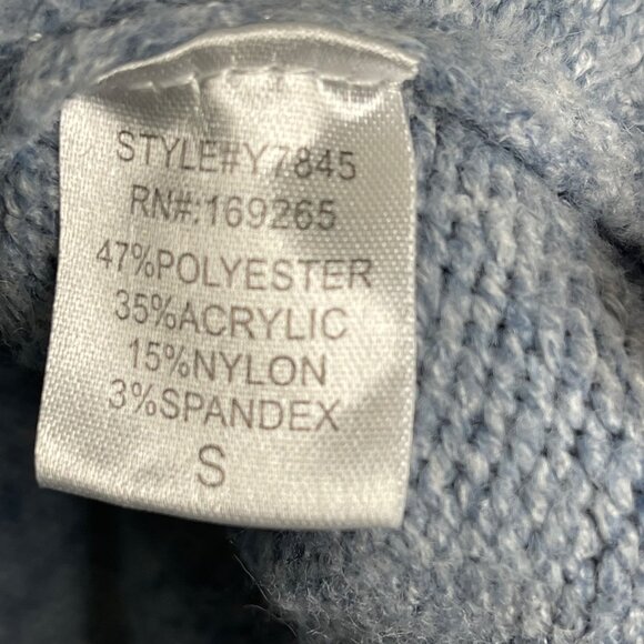 Threaded Leaf Star Sweater Womens S Blue White Knit Boxy Oversized Crop - Picture 4 of 8